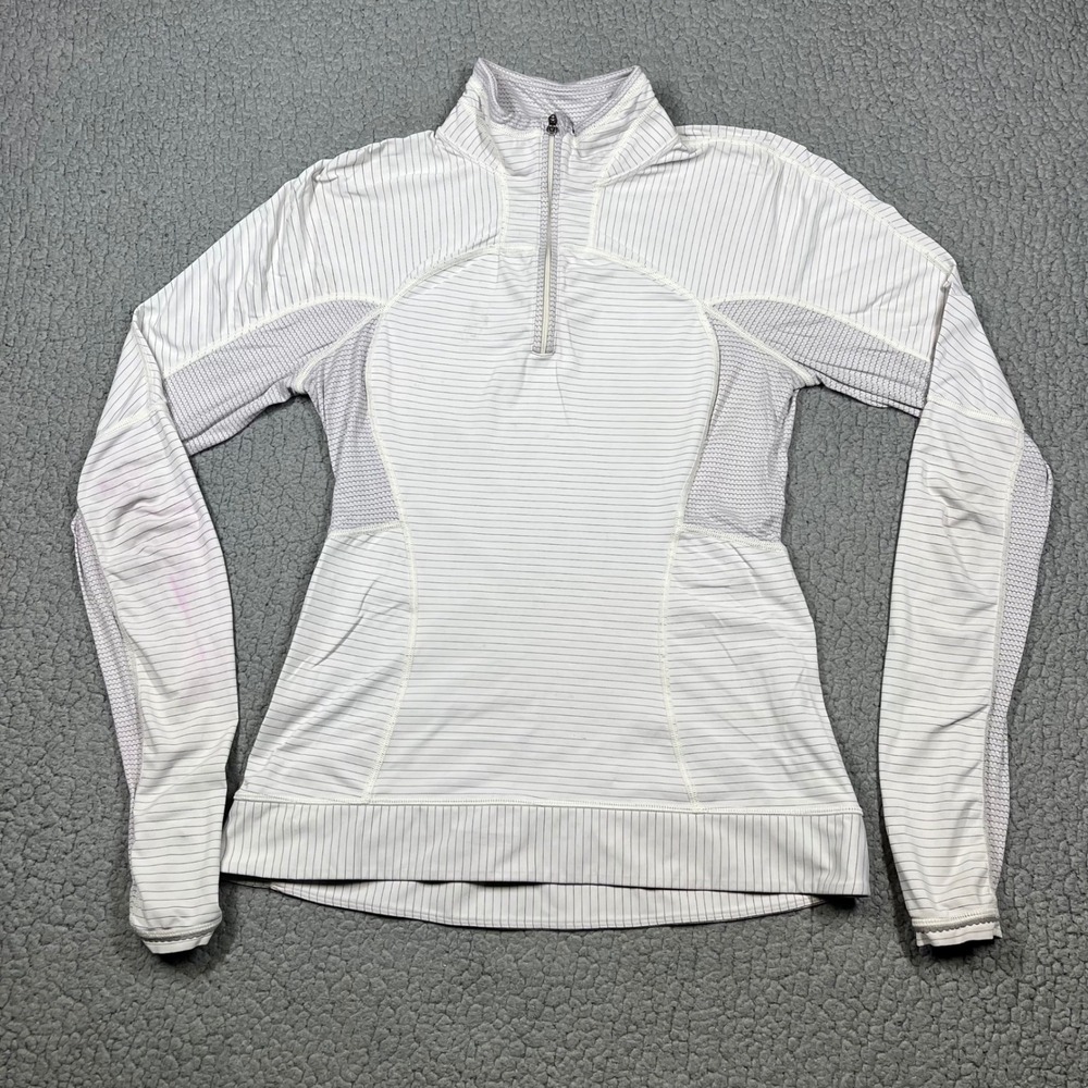 Lululemon Pullover Women 8 1/2 Zip Striped White Activewear Running